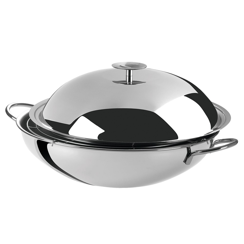 Вок CRISTEL Complements с ручками, крышкой, решеткой и лопаткой, диаметр 34 см, 6 л на VALLES.TOP