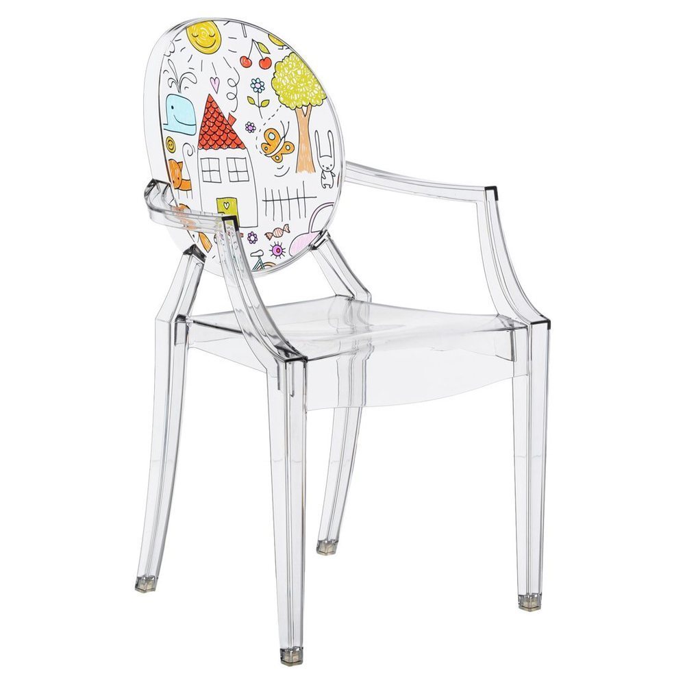 Стул Kartell Lou Lou Ghost детский, кристалл, с рисунком на VALLES.TOP