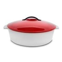 Кастрюля Revol Revolution с крышкой, белая с красным, d 28 см на VALLES.TOP