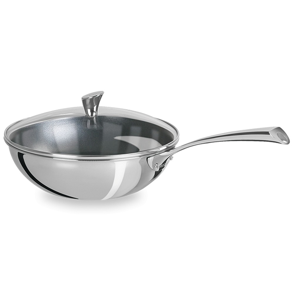 Вок CRISTEL Casteline fixed handle с ручкой, с выпуклой стеклянной крышкой, диаметр 24 см, 2,7 л на VALLES.TOP