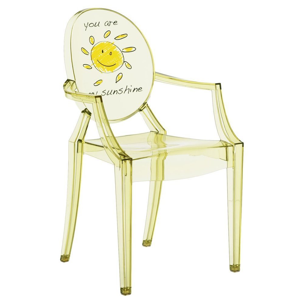 Стул Kartell Lou Lou Ghost детский, желтый, с рисунком на VALLES.TOP