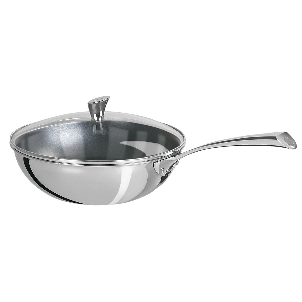 Вок CRISTEL Casteline fixed handle с ручкой, с выпуклой стеклянной крышкой, диаметр 20 см, 1,6 л на VALLES.TOP