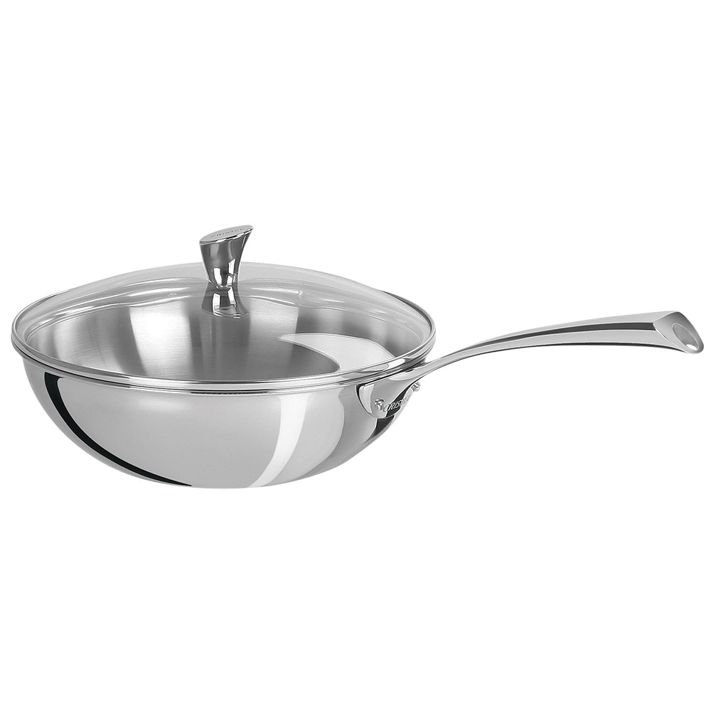 Вок CRISTEL Casteline fixed handle с ручкой, с выпуклой стеклянной крышкой, диаметр 20 см, 1,6 л на VALLES.TOP