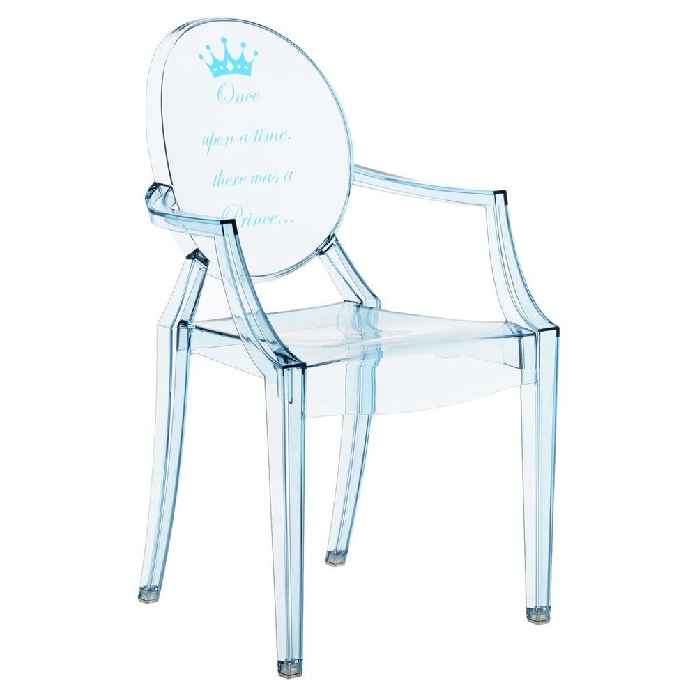 Стул Kartell Lou Lou Ghost детский, голубой, с рисунком на VALLES.TOP