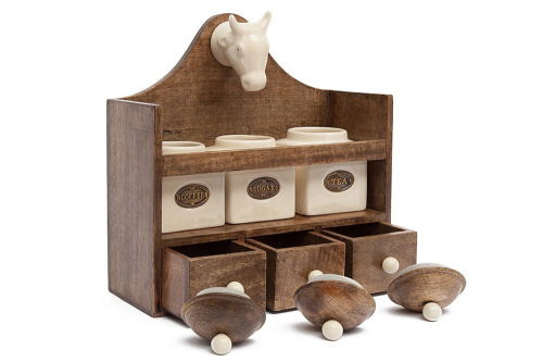 Полка Secret De Maison Chateau Коровка с 3 банками и ящиками на VALLES.TOP