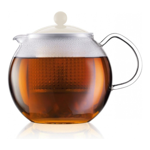 Чайник Bodum Assam заварочный со стеклянной ручкой, белый, 1,5 л на VALLES.TOP