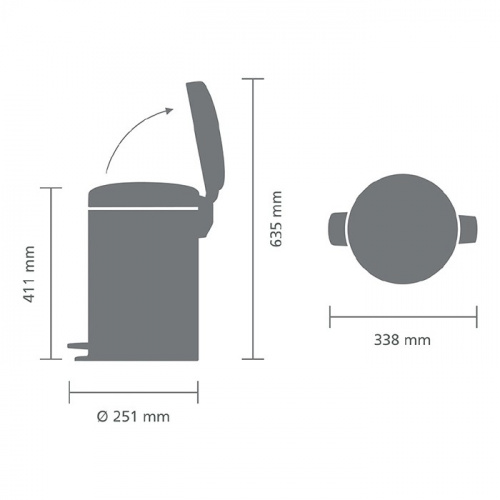 Бак Brabantia newicon мусорный, серый металлик, 12 л на VALLES.TOP