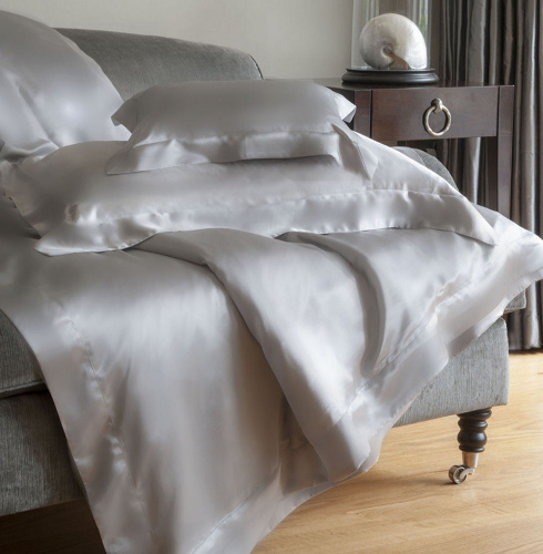 Белье Gingerlily Silver grey постельное, шелковое, евро на VALLES.TOP