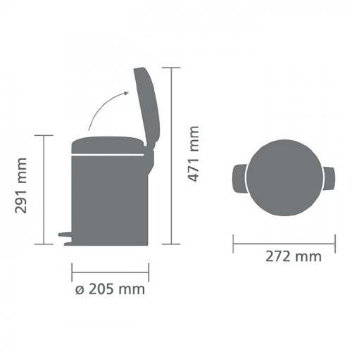 Бак Brabantia newicon мусорный, черный матовый, 5 л на VALLES.TOP