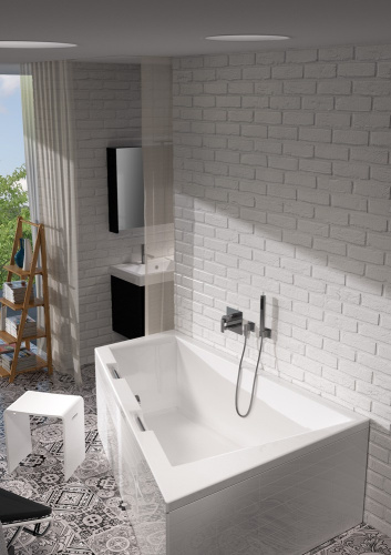 Ванна Riho Doppio акриловая, ассиметричная, левая, белая, 180х130 см на VALLES.TOP