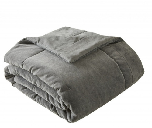 Покрывало Blanc des Vosges Byzance Anthracite серое, бархат на VALLES.TOP