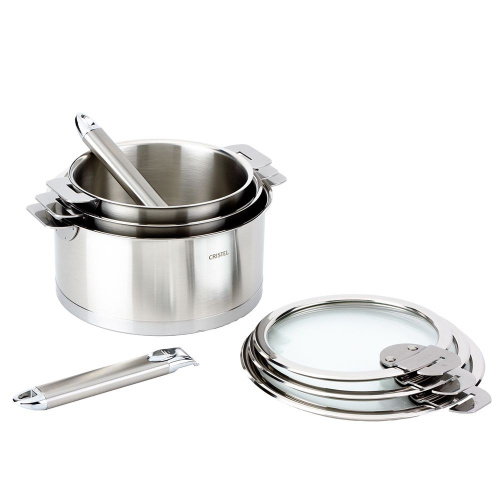 Крышка CRISTEL Strate removable handle стеклянная, плоская, диаметр 22 см на VALLES.TOP