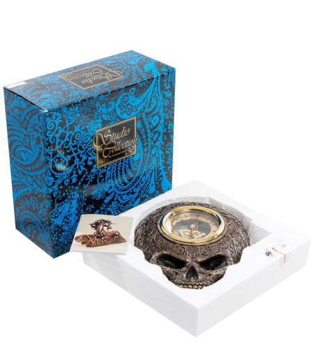 Статуэтка-часы Veronese Череп WS-916 в стиле стимпанк на VALLES.TOP