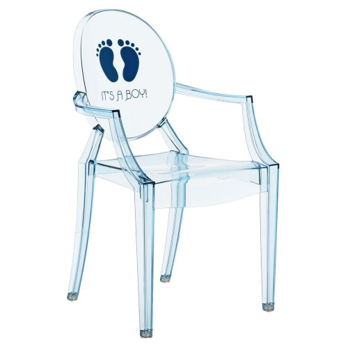 Стул Kartell Lou Lou Ghost детский, голубой, с рисунком на VALLES.TOP