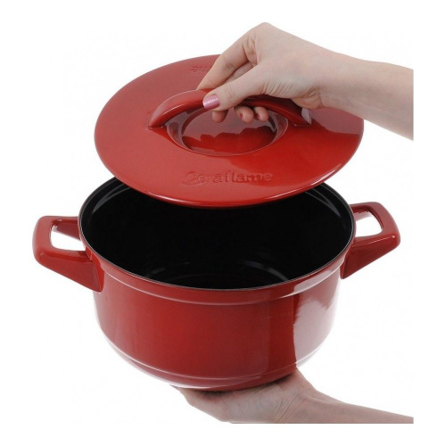 Кастрюля с керамической крышкой Ceraflame Duo+, 2.5л, цвет красный на VALLES.TOP