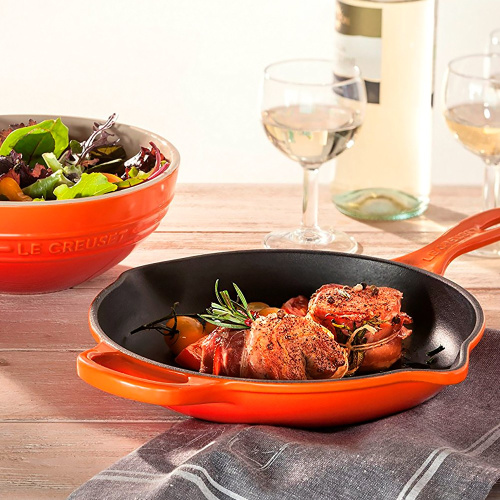 Сковорода Le Creuset с желобом чугунная, эмалированная, оранжевая, 20 см на VALLES.TOP