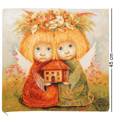 Наволочка Artangels Ангелы-хранители дома, гобеленовая, 45х45 см на VALLES.TOP