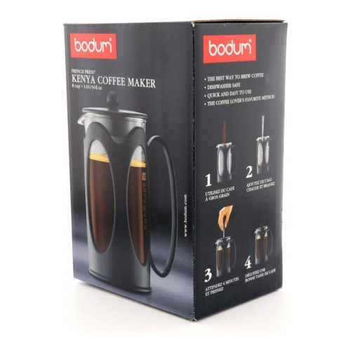 Кофейник френч-пресс Bodum Kenya New черный 1 л на VALLES.TOP