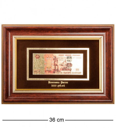 HB-009 Панно Gold Leaf "Банкнота 5000 RUB (рубль) Россия" на VALLES.TOP