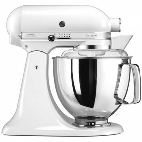 Миксер KitchenAid Artisan с откидным блоком, настольный, белый на VALLES.TOP