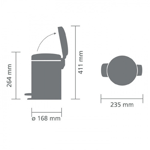 Бак Brabantia newicon мусорный, стальной полированный, 3 л на VALLES.TOP