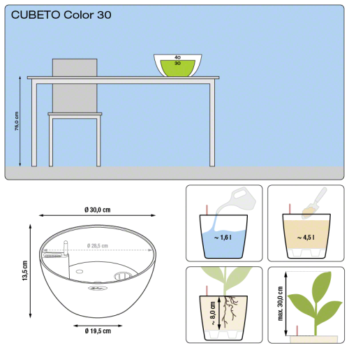 Кашпо Lechuza Cubeto Color 40 см на VALLES.TOP