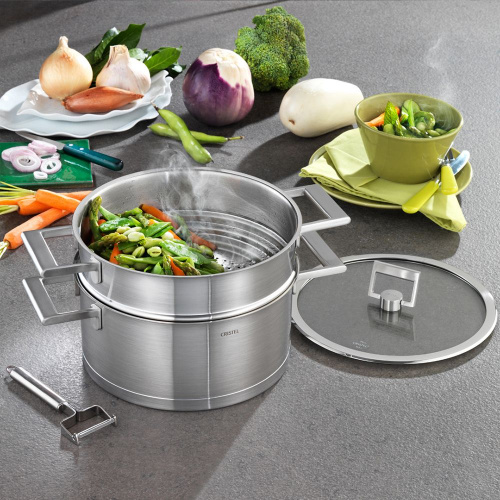 Крышка CRISTEL Strate fixed handle с опускной фиксированной ручкой, диаметр 14 см на VALLES.TOP