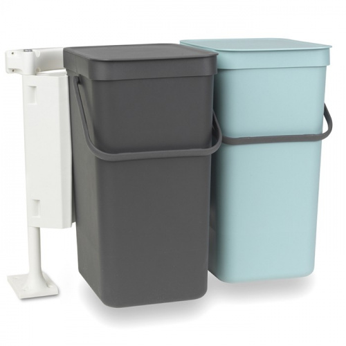 	 Ведро Brabantia Sort & Go мусорное, встраиваемое, 2 шт., мятное и серое, 2х16 л на VALLES.TOP