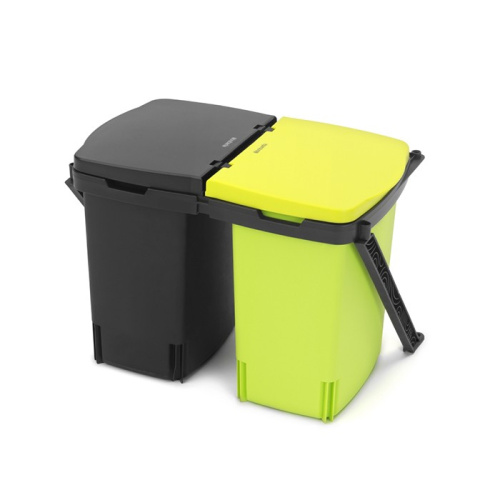 Бак Brabantia мусорный, встраиваемый, двухсекционный, черный и желтый, 2х10 л на VALLES.TOP