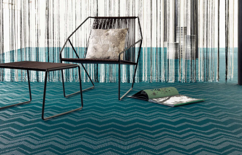 Пол Bolon Missoni Zigzag cyan плетеный, виниловый, 2000х25000х3 мм на VALLES.TOP