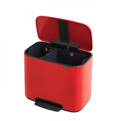 Бак Brabantia Pedal Bin Bo мусорный, пламенно-красный, 11+23 л на VALLES.TOP