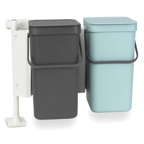Ведро Brabantia Sort & Go мусорное, встраиваемое, 2 шт., мятное и серое, 2х12 л на VALLES.TOP