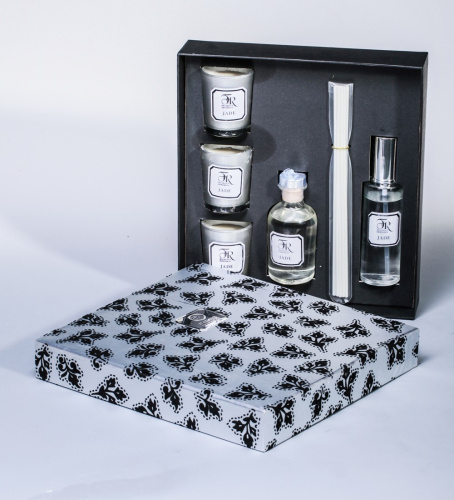 Набор подарочный из 3 аромасвечей, аромата и аромаспрея Jade Silver премиум на VALLES.TOP