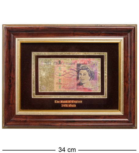HB-005 Панно Gold Leaf "Банкноты 50 GBP (фунт стерлингов) Англия" на VALLES.TOP