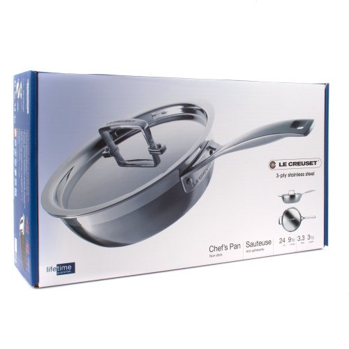 Сковорода Le Creuset с крышкой, с антипригарным покрытием, нержавеющая сталь, 24 см на VALLES.TOP