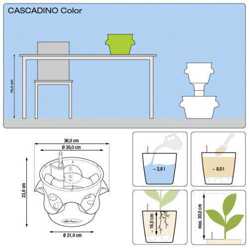 Кашпо Lechuza Cascadino Color на VALLES.TOP