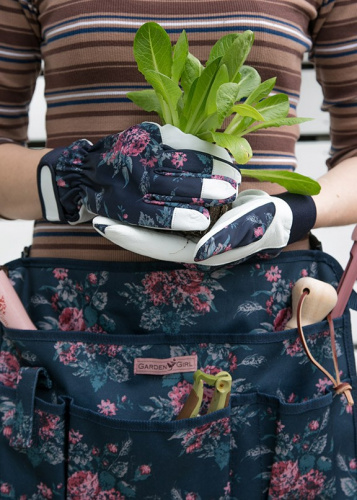 Перчатки садовые из козьей кожи GardenGirl Classic Navy на VALLES.TOP