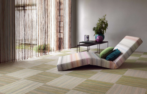 Пол Bolon Missoni Flame patch green плетеный, виниловый, 500х500х3 мм на VALLES.TOP