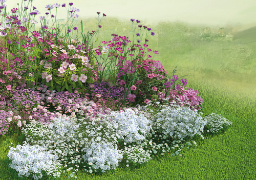 Клумба садовая Белый остров угловая (готовое решение) на VALLES.TOP