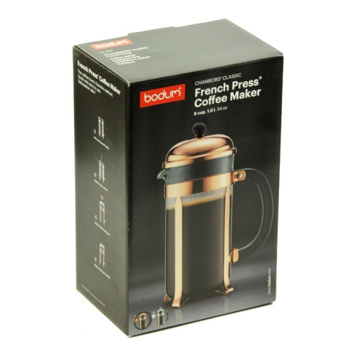 Кофейник френч-пресс Bodum Chambord медный 1 л на VALLES.TOP