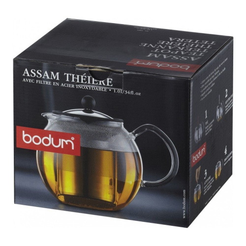 Чайник Bodum Assam заварочный с прессом хром 1 л на VALLES.TOP