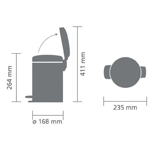 Бак Brabantia newicon мусорный, черный матовый, 3 л на VALLES.TOP