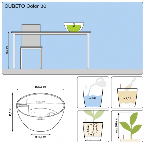Кашпо Lechuza Cubeto Color 30 см на VALLES.TOP