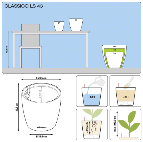 Кашпо Lechuza Classico LS 50 см на VALLES.TOP