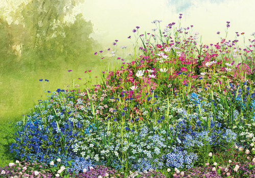 Клумба садовая Голубой акцент угловая (готовое решение) на VALLES.TOP