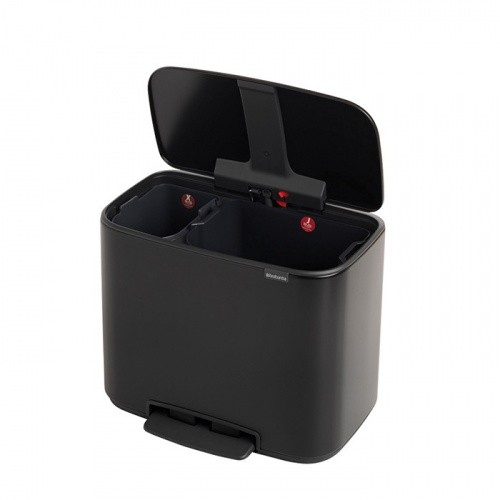 Бак Brabantia Pedal Bin Bo мусорный, черный матовый, 11+23 л на VALLES.TOP