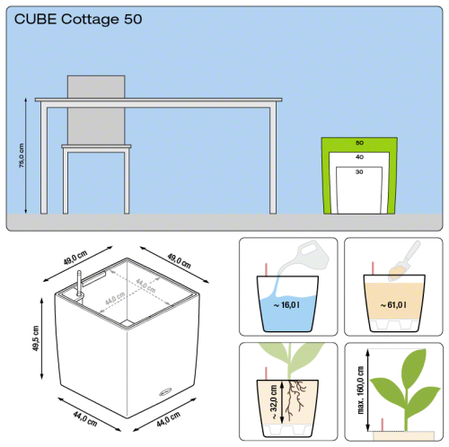 Кашпо Lechuza Cube Cottage 50 см на VALLES.TOP